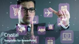  Presentation with trading online - Colorful PPT theme enhanced with e ticket - businessman in online trading backdrop and a ocean colored foreground