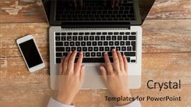  Presentation with technology and education - Colorful theme enhanced with e top up - business education people and technology backdrop and a coral colored foreground