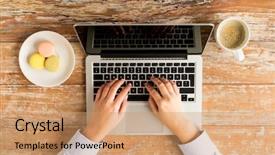  Presentation with technology education - Slide deck having e top up - business education people and technology background and a coral colored foreground