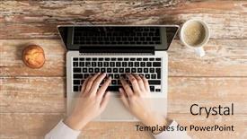  Presentation with technology education - Audience pleasing slides consisting of e top up - business education people and technology backdrop and a coral colored foreground