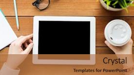  Presentation with technology in adult education - Presentation theme featuring e top up - business education technology people background and a red colored foreground