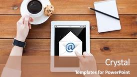  Presentation with business communication - Amazing slide deck having e top up - business technology communication and people backdrop and a coral colored foreground