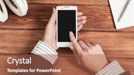  Presentation with rideshare taxi app on smartphone - Colorful presentation design enhanced with e top up - businesswoman using her smartphone backdrop and a  colored foreground