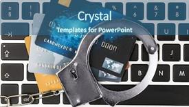  Presentation with keyboard - Colorful theme enhanced with e top up - handcuffs and credit cards backdrop and a ocean colored foreground