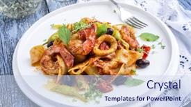  Presentation with italian - Amazing theme having e top up - italian tagliatelle con gamberi e backdrop and a  colored foreground