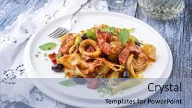  Presentation with italian - Colorful theme enhanced with e top up - italian tagliatelle con gamberi e backdrop and a  colored foreground