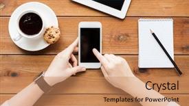  Presentation with business communication - PPT theme having e top up - technology business communication people background and a coral colored foreground