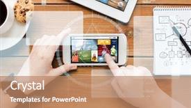  Presentation with news - Audience pleasing PPT theme consisting of e top up - technology business people and media backdrop and a coral colored foreground