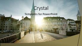  Presentation with switzerland - Audience pleasing PPT theme consisting of e tourism - city center of zurich backdrop and a light blue colored foreground