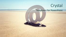  Presentation with email - Presentation design having e tourism - email at symbol background and a cool aqua colored foreground