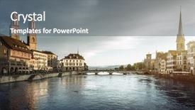  Presentation with infrastructure network operations center - Slide set consisting of e tourism - zurich city center with famous background and a gray colored foreground