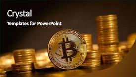  Presentation with crypto - Slide deck having e trade - golden bitcoin conceptual image background and a wine colored foreground