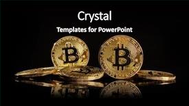  Presentation with bitcoins - Slide deck with e trade - pile of bitcoins cryptocurrecny background and a black colored foreground