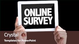  Presentation with online survey - Beautiful presentation design featuring e vote - tablet pc with text online backdrop and a tawny brown colored foreground
