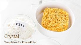  Presentation with pharmaceuticals - Audience pleasing PPT layouts consisting of e211 sodium benzoate preservatives substances backdrop and a sky blue colored foreground