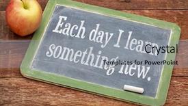  Presentation with positive words - Audience pleasing theme consisting of each day i learn something new - positive words on a slate blackboard against red barn wood backdrop and a light gray colored foreground