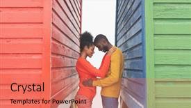  Presentation with romantic beach - Amazing presentation theme having each other between beach huts backdrop and a coral colored foreground