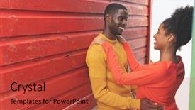  Presentation with romantic beach - Presentation theme with each other between beach huts background and a red colored foreground