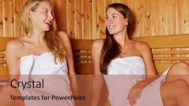  Presentation with two people talking - Presentation theme enhanced with each other in a sauna background and a red colored foreground