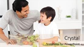  Presentation with father son and looking - Presentation design featuring each other in the kitchen background and a lemonade colored foreground