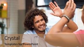  Presentation with congratulations - Colorful slide set enhanced with each others hand in congratulations backdrop and a coral colored foreground