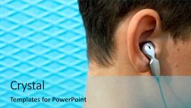  Presentation with teen tech - Cool new PPT layouts with ead - close up head-phones on teen backdrop and a cyan colored foreground