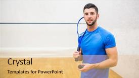  Presentation with play - Slide set having eager to play some squash background and a yellow colored foreground