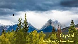  Presentation with green mountains - Audience pleasing PPT theme consisting of eagle flies over the snowy backdrop and a  colored foreground