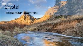  Presentation with winter river - PPT layouts enhanced with eagle nest rock and partially background and a light blue colored foreground