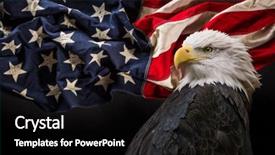 Presentation with bald - Amazing PPT theme having eagle with american flag patriotic backdrop and a black colored foreground