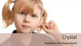  Presentation with hearing - PPT theme featuring ear ache - cute little girl with hearing background and a coral colored foreground