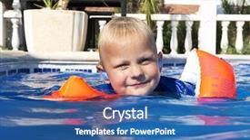  Presentation with swim boy - Beautiful slides featuring ear ache - young boy wearing inflatable floating backdrop and a ocean colored foreground