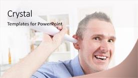  Presentation with aid - Cool new theme with ear attempting to hear something backdrop and a white colored foreground