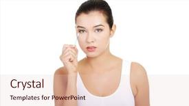  Presentation with cotton - PPT theme with ear buds - attractive woman with cotton stick background and a lemonade colored foreground