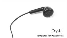  Presentation with modern electric iron isolated - Beautiful PPT theme featuring ear buds - modern portable audio earphones isolated backdrop and a white colored foreground