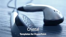  Presentation with ear - Beautiful slide deck featuring ear buds - mp3 player headphones backdrop and a ocean colored foreground