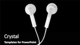  Presentation with ear - Slide deck having ear buds isolated on white background and a black colored foreground