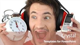  Presentation with occupational noise - Slide set featuring ear defenders - man shutting out noise background and a coral colored foreground