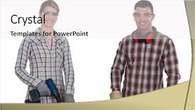  Presentation with positive and motivated - Audience pleasing slide deck consisting of ear defenders - motivated and enthusiastic group backdrop and a white colored foreground