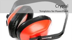  Presentation with ear - Beautiful PPT layouts featuring ear defenders - protective earplugs on white background backdrop and a light gray colored foreground