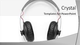  Presentation with ear - Presentation design enhanced with ear headphones black leather background and a light gray colored foreground