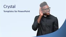  Presentation with hearing god - Theme having ear listening an hearing background and a sky blue colored foreground