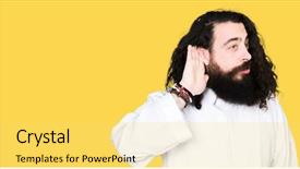  Presentation with hearing god - PPT theme enhanced with ear listening an hearing background and a yellow colored foreground