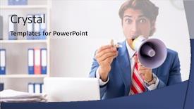  Presentation with hearing aid - Slide deck with ear listening speaker - deaf employee using hearing aid background and a  colored foreground