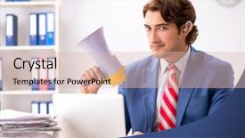  Presentation with hearing aid - Audience pleasing PPT theme consisting of ear listening speaker - deaf employee using hearing aid backdrop and a  colored foreground