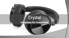  Presentation with speaker - Audience pleasing slide set consisting of ear listening speaker - headphones isolated on white background backdrop and a  colored foreground