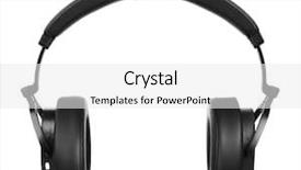  Presentation with headphones asia - PPT theme with ear listening speaker - headphones isolated on white background background and a  colored foreground