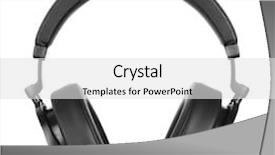  Presentation with headphones - PPT theme having ear listening speaker - headphones isolated on white background background and a  colored foreground