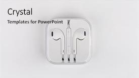  Presentation with headphones - Slide set consisting of ear listening speaker - white headphones for smartphone background and a light gray colored foreground