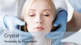  Presentation with medical mhealth healthcare concept - Colorful presentation theme enhanced with ear nose throat - healthcare medical and plastic surgery backdrop and a light blue colored foreground